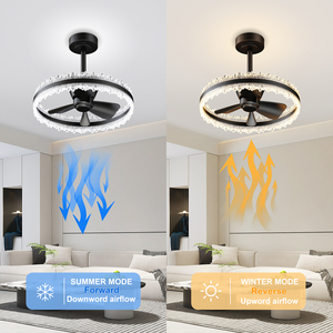 19.7'' Black Crystal Ceiling Fan <b>Light</b> APP & Remote Reversible 6‑Speed Silent 3000K‑6500K Dimmable Memory <b>Timer</b> for Bedroom - Product Image 4