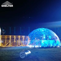 Dôme géodésique d'hiver transparent de 6 m, 7 m, 8 m, maison en verre, cadre métallique, hôtel, grand dôme de glamping avec salle de bain, design intérieur