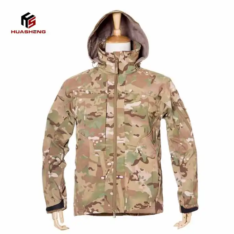 Giacca a conchiglia mimetica Multicam con giacca tattica impermeabile Patch