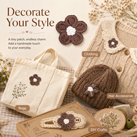 Mini patch brodé de fleurs brunes de 1,6 cm, appliques à coudre pour vêtements, sacs, chapeaux, accessoires pour cheveux et ensembles de décoration DIY.