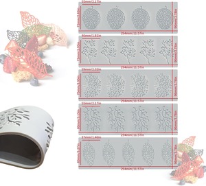 Lot de 5 moules en silicone ajourés 3D en forme de feuille de corail et de tuile, pour fondant, pâtisserie, résine, argile, sucre et décoration artisanale - Product Image 5