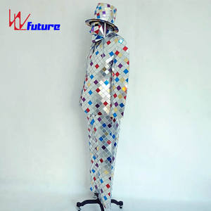 Abito <span class=keywords><strong>da</strong></span> <span class=keywords><strong>uomo</strong></span> adulto in argento rosso con cappello a cilindro Costume <span class=keywords><strong>da</strong></span> spettacolo di scena per ballerino di danza di Halloween Wear Popping Style - Product Image 3