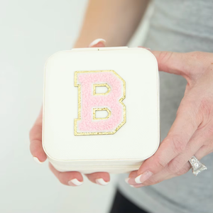 Square Jewelry Storage <b>Box</b> with Zipper Closure in White <b>Pink</b> and Blue Colors Simple Portable Case for Earrings Rings Necklaces - Product Image 2