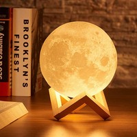 Lámpara Lunar Inalámbrica 3D de 8cm, Luz Nocturna, Pequeño Regalo para Toda Ocasión