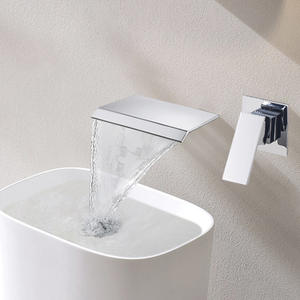 Robinet cascade encastré mural YP-58 avec cartouche céramique, mitigeur rectangulaire à 1 poignée pour salle de bain, baignoire et lavabo – Nouveauté ! - Product Image 1