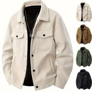Nuova <span class=keywords><strong>Giacca</strong></span> in Velluto a Coste con Tasche per Uomo, Maniche Lunghe, Colletto Rovesciato, <span class=keywords><strong>Camicia</strong></span> Casual, Capispalla Maschile - Product Image 1