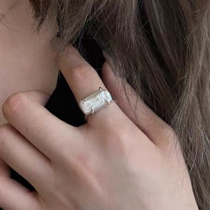 S925 Sterling Silver Irregular Pearl Baroque <b>Ring</b> For Women Retro Fashion Exaggerated <b>Open</b> Index Finger <b>Ring</b> - Product Image 1