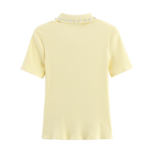TAOP&ZA 26 Maglione a Costine da Donna alla <span class=keywords><strong>Moda</strong></span> <span class=keywords><strong>e</strong></span> Versatile, Manica Corta, Collo Decorato, Nuova Collezione Primavera-Autunno 6050005 - Product Image 3