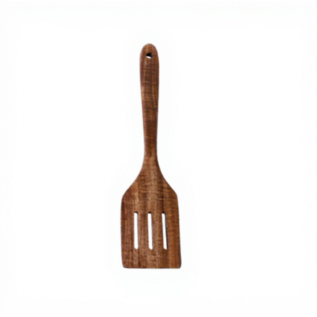 Pelle carrée courbée en bois de teck-trois fils