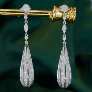 Pendientes de Lágrima Largos de Oro de 18K con Diamantes de Xinfly, Joyería Fina para Mujer, Novia, Compromiso, Boda - Product Image 3