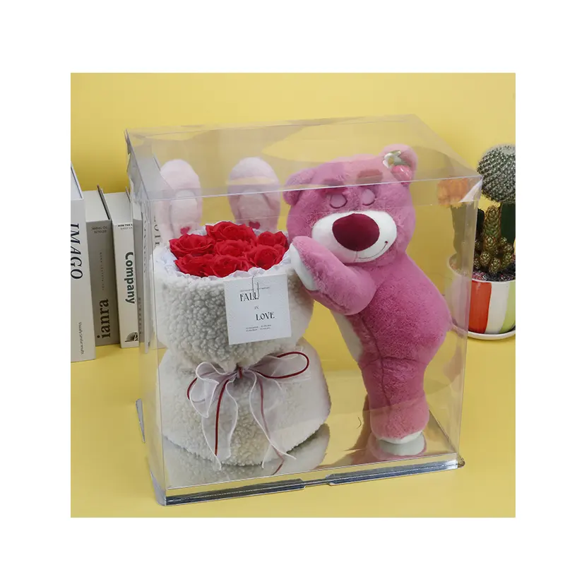 Valentine's Day Girlfriend Gifts Strawberry Bear Artificial Flower Foam Soap Rose Bouquet with Gift Acrylic