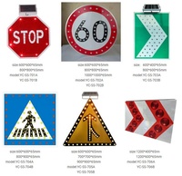 Panneau de signalisation routière solaire LED en aluminium personnalisé, meilleures ventes, lumières jaunes/rouges, visibilité 800m, 200h de fonctionnement continu par temps pluvieux