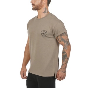 Tshirt d'été à manches courtes en polyester et coton respirant pour hommes, couleur unie, coupe ajustée, manchette roulée, design vierge - Product Image 6