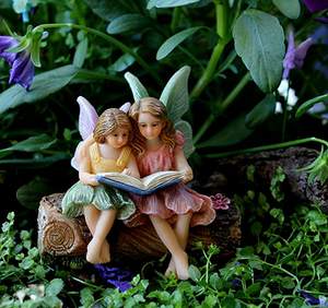 Artesanías de resina, venta al por mayor, libros de lectura personalizados, pequeña estatua de hada en miniatura, figuritas de jardín para <span class=keywords><strong>Hermanas</strong></span> - Product Image 6
