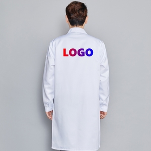 Abrigo blanco con logotipo personalizado, uniforme largo <span class=keywords><strong>de</strong></span> algodón y poliéster, <span class=keywords><strong>ropa</strong></span> <span class=keywords><strong>de</strong></span> <span class=keywords><strong>trabajo</strong></span> <span class=keywords><strong>de</strong></span> la industria alimentaria para sala limpia, <span class=keywords><strong>ropa</strong></span> con palabras personalizable - Product Image 5