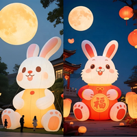 Lapin gonflable de dessin animé pour la décoration du Festival de la Mi-Automne, lapin gonflable avec lumières LED