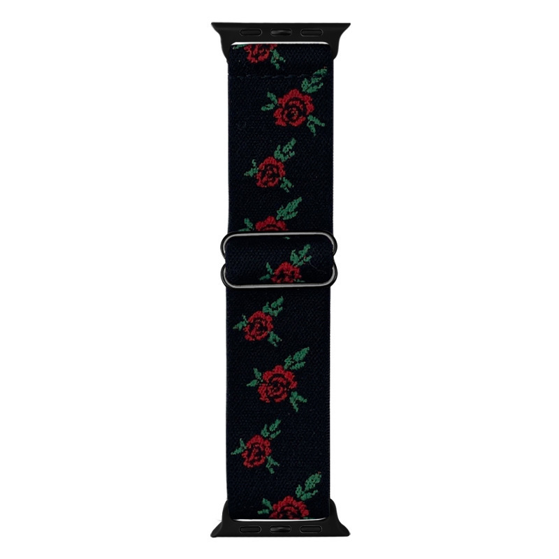Green leaves red rose black band