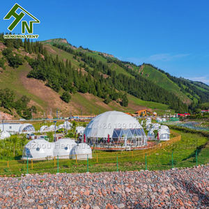 Restaurant de luxe salle à manger en plein air grande tente dôme de fête pour les événements de café et de conférence avec des rideaux - Product Image 1