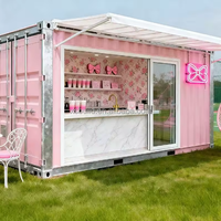 Kiosque mobile préfabriqué en acier rose de 20 pieds, bar à café, design moderne, kiosque extérieur, boutique pop-up pour centre commercial