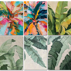 Décoration intérieure, peinture 3D de palmier tropical à feuilles vertes, art mural botanique minimaliste fait à la main - Product Image 6