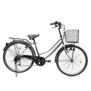 Bicicleta urbana de una sola velocidad para mujer y adulto, bici de ciudad de 7 velocidades con cesta, 6 velocidades, 26 pulgadas