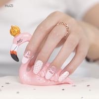 Autocollants pour ongles 2D ZB French Japanese à pois métalliques roses, faciles à appliquer