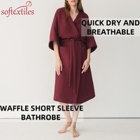 Peignoir en coton gaufré de haute qualité 100% personnalisable avec logo et taille, manches courtes, pour femmes