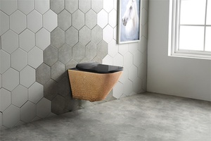 ไร้ขอบชุบทองติดผนังสีห้องน้ำชามพอร์ซเลนเซรามิกแขวนผนังห้องน้ำ - Product Image 4
