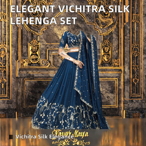 Elegant Vichitra Silk Stretchable Lehenga Choli <b>Sequin</b> Embroidery Lace Border Dupatta Blouse Set Floor-Length Wedding Winter - Product Image 2