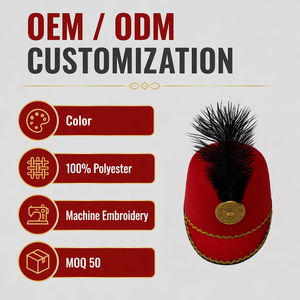 Gorra de Halloween con plumas de caballero para disfraz de banda de percusión, guardia de honor, cosplay o festival - Product Image 4