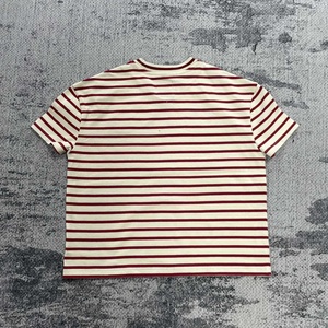TS4154 T-Shirt a <span class=keywords><strong>Righe</strong></span> 100% Cotone di Alta Qualità Personalizzata Casual Ecologica Rossa <span class=keywords><strong>e</strong></span> Bianca a Manica Corta per Uomo - Product Image 2