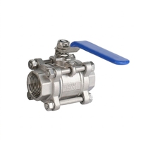 Robinet à bille manuel 3 pièces en acier inoxydable 304/316 robuste avec poignée, raccords F&NPT, pour eau, huile, gaz et produits chimiques industriels (OEM)
