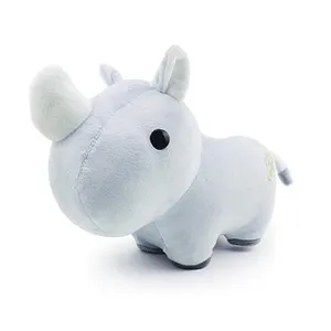 2024 Custom Zachte Neushoorn Gevulde Schattige Cartoon Neushoorn Pluche Speelgoed Blauwe Neushoorn Knuffel Dieren Speelgoed