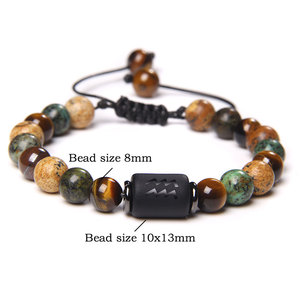 Nuovo Design Braccialetti dell'Amicizia in Pietra Naturale Intrecciata con 12 Segni Zodiacali e Perline in Agata per Donne e Uomini - Product Image 3