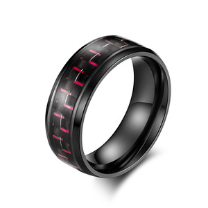 Anillo de Fibra de Carbono y Acero de Titanio, Rojo, Verde, Azul, Unisex, Joyería de Uso Diario, Diseño Geométrico, K-R163 - Product Image 1