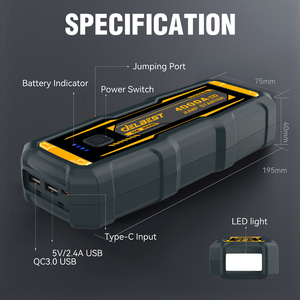 <span class=keywords><strong>12V</strong></span> 20000mAh ジャンプスターター モバイルバッテリー ポータブル電源 車載エンジン始動用 緊急用 - Product Image 3