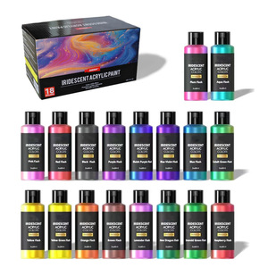 <span class=keywords><strong>Peinture</strong></span> <span class=keywords><strong>acrylique</strong></span> nacrée arc-en-ciel, 18 couleurs dégradées vibrantes, tubes de 60 ml, idéale pour la décoration des œufs de Pâques et l'art du graffiti - Product Image 1