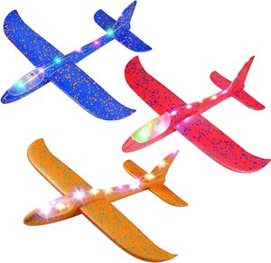 Avions planeurs lumineux LED écologiques en plastique de 48 cm, jouets volants pour tout-petits, à lancer à la main en extérieur, en mousse EPP - Product Image 1