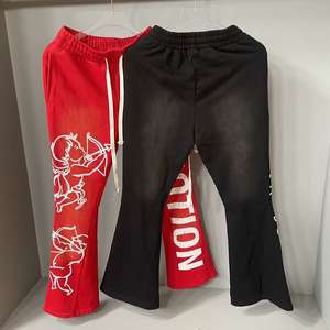 Nouvel arrivage de pantalons évasés décontractés de qualité supérieure avec broderie de lettres d'émotions mixtes estampées à chaud pantalons de survêtement de sport amples pour hommes - Product Image 2