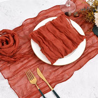 Promotion d'Usine Gaze Bohème Rustique Chemin de Table en Étamine Décor de Table de Mariage Serviette en Tissu Froissé