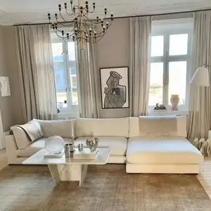 Современный простой стиль индивидуальный белый модуль диван перо удобный мягкий секционный диван