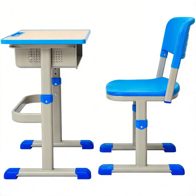 Space Saving Wood Folding Stage with Integrated Seating for School Gym Hospital Use Student Table Desk Chair Set