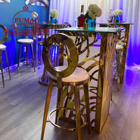 Tables et chaises hautes d'extérieur en acier inoxydable LED modernes pour événements festifs, bars à domicile et hôtels
