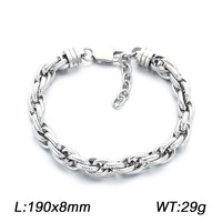Bracelet de poignet en acier inoxydable pour homme, chaîne torsadée faite à la main de 8 mm avec chaîne d'extension