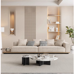Minimalist Modern Horizon <b>Sofa</b> Cotton Linen Fabric Straight Line Design Living Room Furniture - Product Image 4