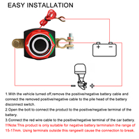 Sakelar Pemutus Baterai Tipe Top Post dengan Layar Voltmeter LED 90 Derajat untuk Mobil, Truk, RV, dan Kapal