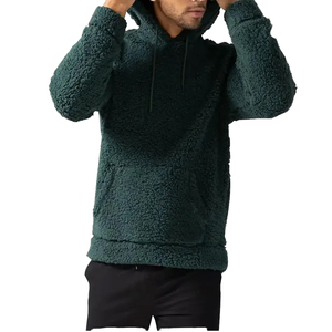 OEM Custom Embroidery Logo Print Winter Heavy Weight <b>Sherpa</b> <b>Fleece</b> Hoodie for <b>Men</b> Solid Pattern with Low MOQ - Product Image 1