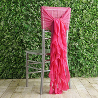 Cagoules à volants en saule bouclé rose blush Ceintures de chaise Chiavari pour chaise de mariage