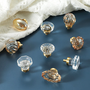 Crystal Cabinet Knobs Egg Shape Frosted Zinc Alloy Minimalist Wardrobe Drawer Handle Transparent Champagne Color - Product Image 1