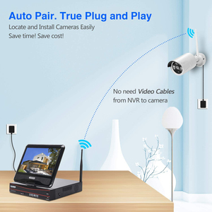 Cctv P2p Hd Lcd, Kit Nvr Nirkabel Sistem Kamera Nvr Luar Ruangan 4ch 10.1 Inci